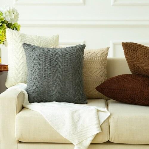 Knitted Cushion Cover Vintage Nordico Coffee Ivory Grey White Pillow Case Fashion 45cm*45cm 5 colors for choose
