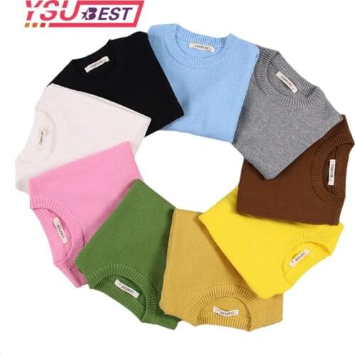 Knitted Sweater Boys Girls Sweater Kids Pullove Cotton Knitwear Candy Colors Baby Sweater Long-Sleeve School Boys Girls Sweater