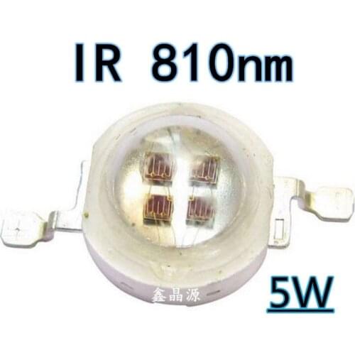 5pcs High power 800 810nm 5w infrared led diode for 3d glass etc 4chips 120degree 1200ma 1.6-1.9v