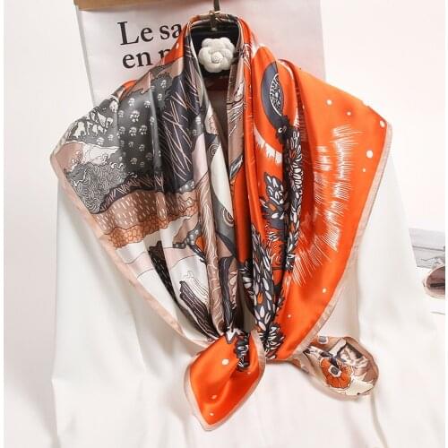 Women 100% Real Silk Square Scarves 2021 Bandana Elegant Print Echarpe Natural Silk Shawl Luxury Silk Neck Scarf Foulard Female