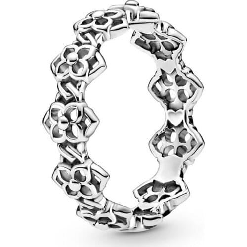 Authentic 925 Sterling Silver Rose Petals Band Fashion Ring For Pandora Women Bead Charm Gift DIY Jewelry