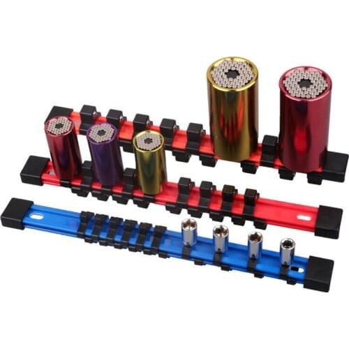 1/2" 3/8" 1/4" Drive Universal Double Sided Socket Organizer Socket Holders With Rail Tool Organizer Mountable Sliding Holder