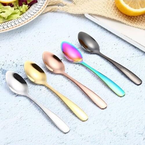 1 Pc Hot Tea Spoon Stainless Steel Cake Fruit Spoons For Dessert Small Coffee Scoop Gold Dessert Tools for Snack Dinnerware