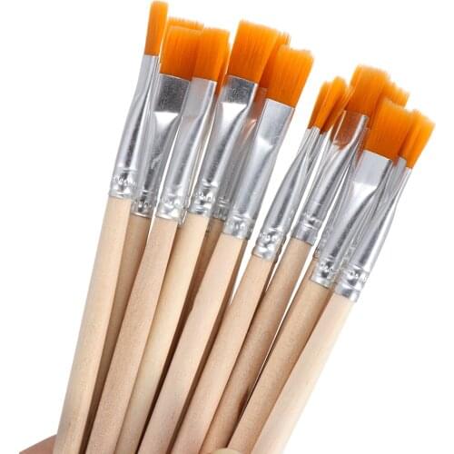 10Pcs/set DIY flat/tip Nylon Hair Wooden Handle Hook Line Pens Paint Brushes Watercolor Brush Drawing Brush Calligraphy Supplies