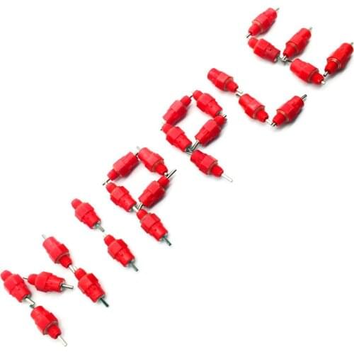 100PCS Red nipples Chicken waterer Poultry feed Chicken drinking Bird Pigeon Feeding Butt Ball red nipple drinkers for chickens
