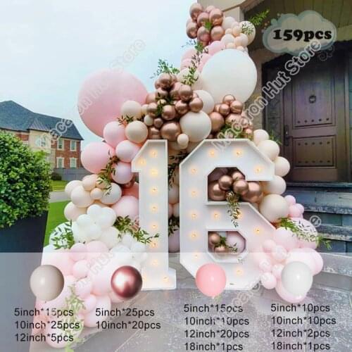 159pcs Macaron Pink Wedding Party Background Baby Shower Festival Kids 1st Birthday Decoration Celebration Balloon Garland Kits