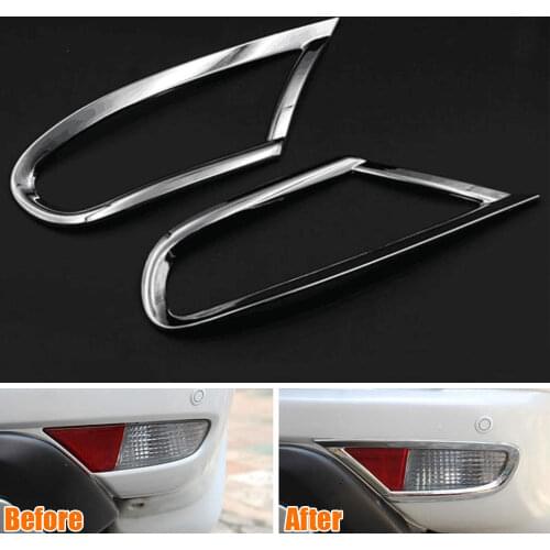 2pcs ABS Car Rear Bumper Fog Light Lamp Cover Trim Frame Decoration Garnished Bezel For MitsubishiPajero Montero Sport 2009-2014