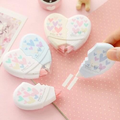 2pcs Correcting Tape heart shape Correction Tape Correction Roller Stationery Corrector Student Gift School Supplies