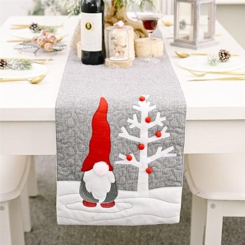 2 Pcs Christmas Santa Gnome Plush Doll Table Runners Xmas Party Tablecloth Family Dinners Hotel Banquet Placemat Wholesale X2