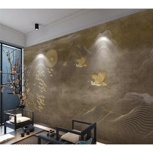 Beibehang Custom wallpaper 3d photo mural new Chinese abstract artistic concept landscape bird TV background wall painting mural
