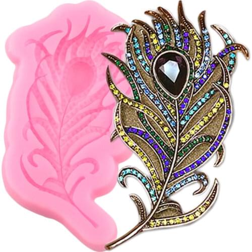 Peacock Feather Silicone Molds Cupcake Topper Fondant Mould Cake Decorating Tools Jewelry Clay Candy Chocolate Gumpaste Moulds