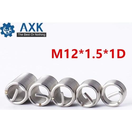 50pcs M12*1.5*1D Wire Thread Insert Stainless Steel 304 Wire Screw Sleeve M12 Screw Bushing Helicoil Wire Thread Repair Inserts