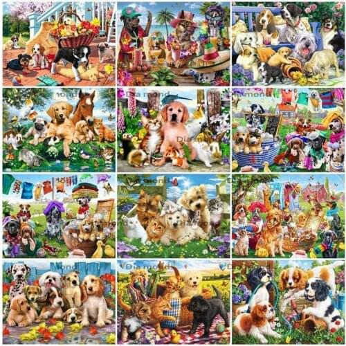 Full Drill Diamond Painting Dog Cross Stitch Rhinestones Diamond Embroidery Animal Mosaic Needlework Home Decor Handmade Gift