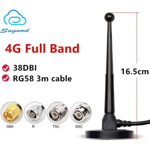 38DB high gain GSM GPRS LTE 3G 4G magnetic suction cup SMA N Type TNC BNC interface 3m cable antenna for wireless DTU module