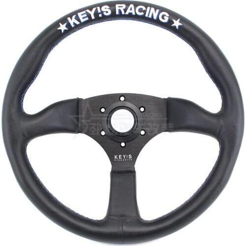 Car Refitting Racing Keys Racing Leather 14 Inch Flat Frame Car Universal Steering Wheel