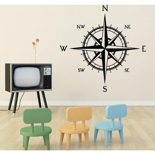 Free shipping Compass Wall Sticker Home Decoration Accessories For Kids Rooms Nursery Room Decor Mural Poster
