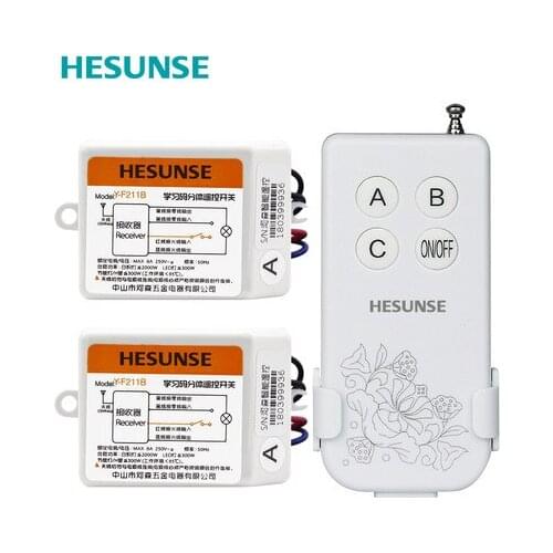 Free shipping Y-F211B1N2 110V &220V Two Ways 433mhz Remote Control Switch with 2 Receivers