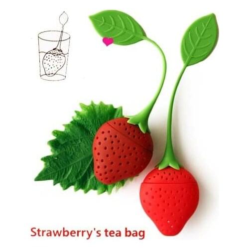 Strawberry shape TEA-Infuser-Diffuser-Bag-for loose & Herbal Tea,Tea making device, Silicone tea bags/pot/teaspoon