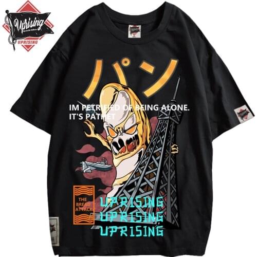 UPRISING bread Pizza Kong Black T Shirt Men Casual Streetwear Harajuku Funny T-Shirt Camiseta Masculina Tee Shirt Homme O-Neck