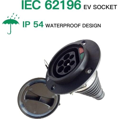 EV Socket With Electronic Lock 16A 32A EVSE Side Type 2 IEC 62169-2 Mennekes Socket Electric Vehicle Charging Adapter