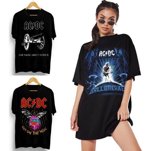 Retro Rock Band Album Men T Shirt New Back In Black Ice Fly On The Wall Highway To Hell Plus Size Streetwear Cotton Women Tees