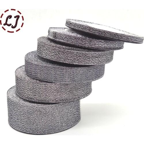 Brand high quality 6mm/10mm/15mm/20mm/25mm/40mm black Glitter ribbon for wedding craft bow gift decoration Wrapping Riband DIY