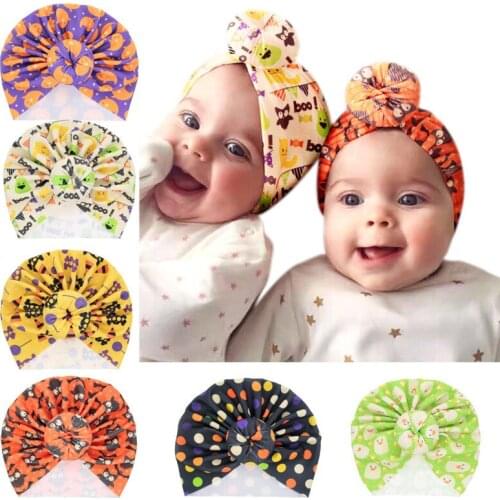 Cute Baby Girl Hat Cartoon Print Donuts Newborn Turban Cap for Boy Baby Elastic Infant Accessories Toddler Kids Christmas Hats