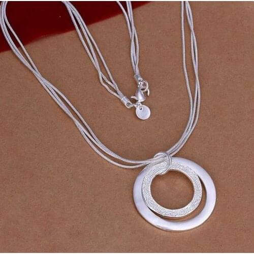 N056 925 jewelry silver plated Necklace, silver Necklace Pendant Double O Necklace N056 /ZPSTWHJQ OKHAOPET