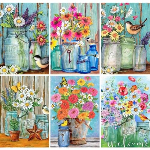 Full Square Diamond Embroidery Mosaic Birds Flowers 5D DIY Diamond Painting Cross Stitch Kit Art Picture of Rhinestones Decor