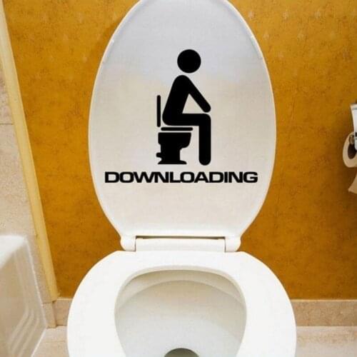 Funny down loading english letters person sitting on the commode toilet wall stickers home decor