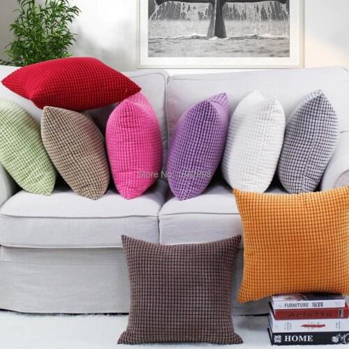 Free Shipping Corduroy Large Corn Kernels Fabric Cushion Cover 40/50/60/65/70cm Solid Throw Pillow Case Home Decor HT-NPCJC-A