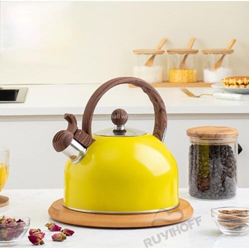 Stainless steel yellow kettle 2.5L Whistle pot stove kettle water kettle teapot chinese gas whistling teapot stove top stovetop