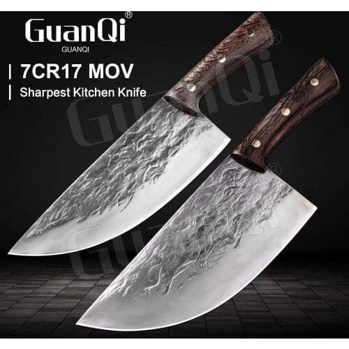 Handmade Cleaver Traditional Handmade Forged Kitchen Knife Wood Handle Chopping Utility Cleaver Knife Butcher Knife Chef Knife