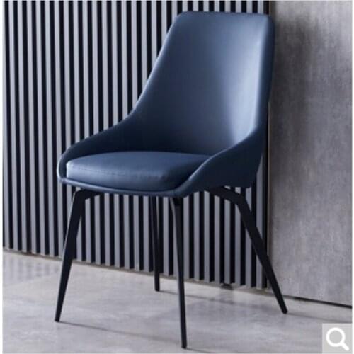 Dining chair Nordic family modern simple soft bag armchair light luxury dining table chair carbon steel art chair restaurant hot