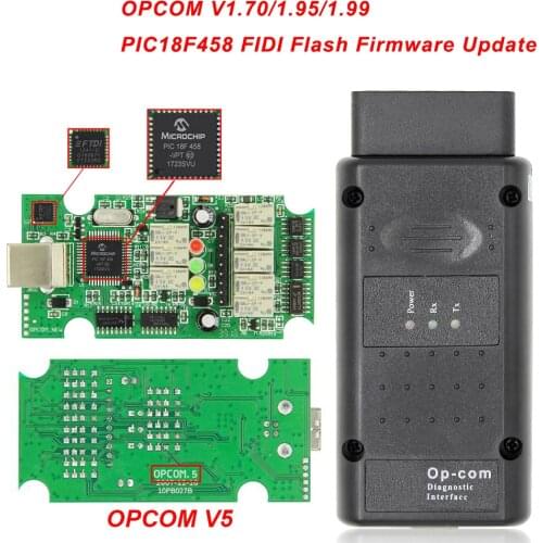 OPCOM V5 For Opel OP COM 1.70 flash firmware update OP-COM 1.95 PIC18F458 FTDI CAN BUS OBD OBD2 Scanner Car Diagnostic Auto Tool