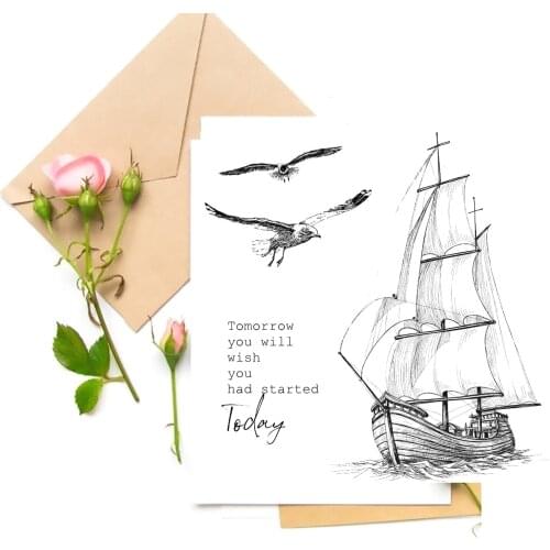 Sailboat / Seagull Transparent Clear Stamps For DIY Scrapbooking/Card Making Stamps Fun Decoration Supplies