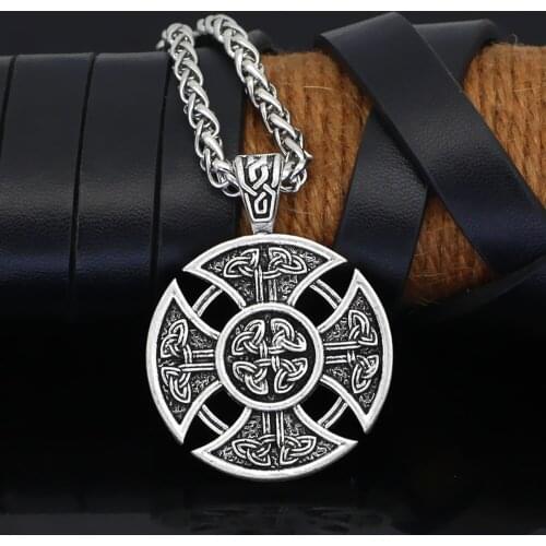 Popular Norse Mythology Viking Celtic Knot Cross Pattern Metal Pendant Religious Necklace