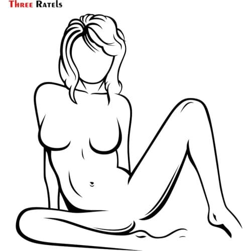 Three Ratels LBH575# 14.4x15cm Girl Funny Car Sticker Long Hair Sexy Sitting And Decals