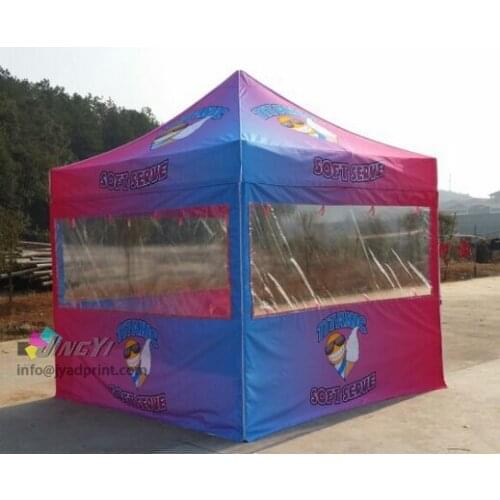 Full Color Print Advertising Tent, 3X3 POP up Tent Frame + Roof + 3 Full walls + 1 Full wall with zipper + Wheel Oxford Bag