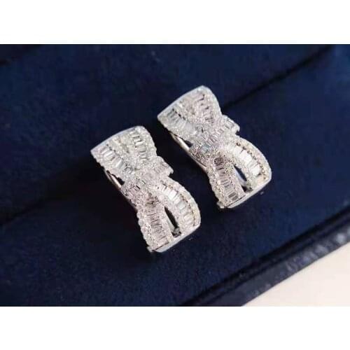 New fashion real gold au750/18k bowknot/butterfly knot diamond earring jewelry for lady&women&party&wedding&gift