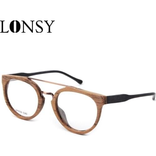 LONSY Fashion Unisex Computer Glasses Frame Anti Blue Light Lens Retro Vintage Acetate Wood Sunglasses Polarized For Men/Women