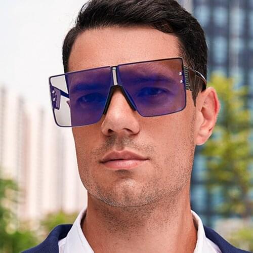 Metal Oversized Square Sunglasses For Women New Brand Designer Gradient Frameless Shades Men Big Green Sun Glasses Eyewear UV400