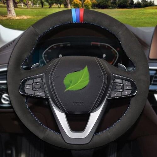Hand-stitched Black Suede DIY Car Steering Wheel Cover For BMW X3 G01 X4 G02 X5 G20 G21 G30 G31 G32 G05 X7 G07 Z4 G29