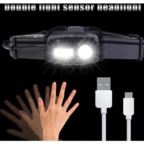 MingRay Super Bright Sensor headlight USB Rechargeable COB headlamp portable camping light lightweight LED flashlight on head