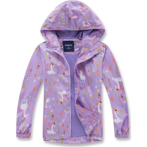 Spring 2020 Baby Girls Clothes Toddler Girls Jackets With Hoodies Pink Cartoon Sunscreen Windbreaker Kids Jacket Baby Outerwear
