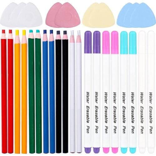 Nonvor 30Pcs Soluble Cross Stitch Water Erasable Pens Sewing Tailors Chalk Pencils Fabric Tailors Chalk Needlework Accessories