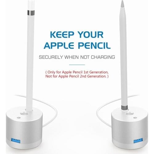 Apple Pencil Charger, Plug Adapter for Apple Pencil 1st Gen, Aluminum Indicator Charging Stand For iPad 10.2 2019 Pen