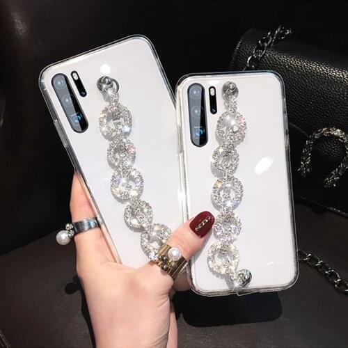 Mate 40 30 Pro Case Lady Bling Rhinestone Diamond Bracelet Chain Crystal Case For Huawei P40 P20 P30 Pro Lite Honor 20 9x Pro