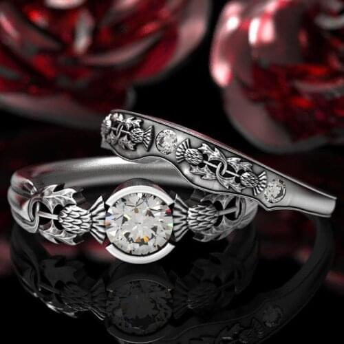 MENGYI Vintage Exquisite Carving Ring Set Gothic Women Wedding Ring Party Jewelry Valentines Day Gift