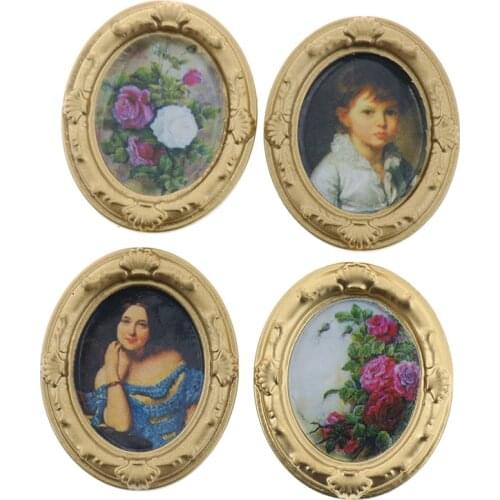 1:12 Dollhouse Miniature Framed Wall Painting Home Decor Room Items Novelty Funny Gifts Baby Kids Toy